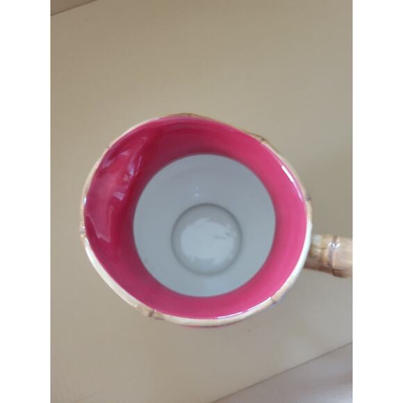 Burton+Burton Ceramic Pitcher Birds Flowers Butterflies Asian RICH DYNASTY Red - Picture 2 of 7